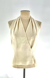 Womens Size 2 Doncaster Top Off White Sleeveless Collar Around Neck - TheRealThreads